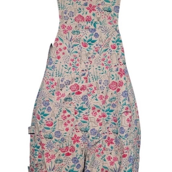 Duluth Trading Heirloom Gardening Floral Garden Print Short Overalls Shorts L - Picture 4 of 8